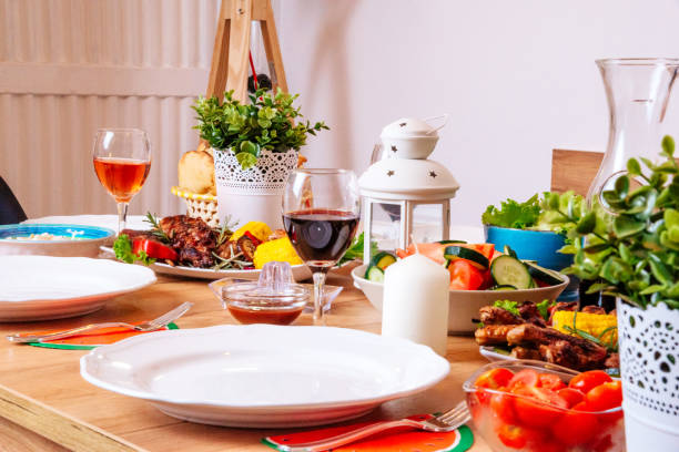istock Barbecue meat and vegetables set on the dining table 1062570624