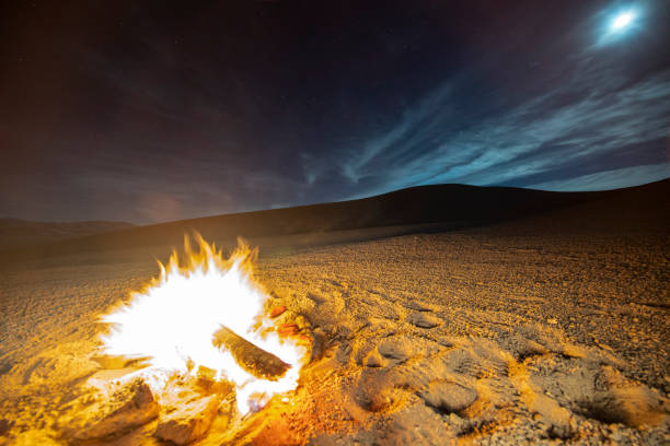 istock While looking for meteorites at Atacama Desert we made a stop for sleeping in the middle of the amazing Atacama Desert. We set a camp fire under the full moon light on a starry night. Chile 1062576224