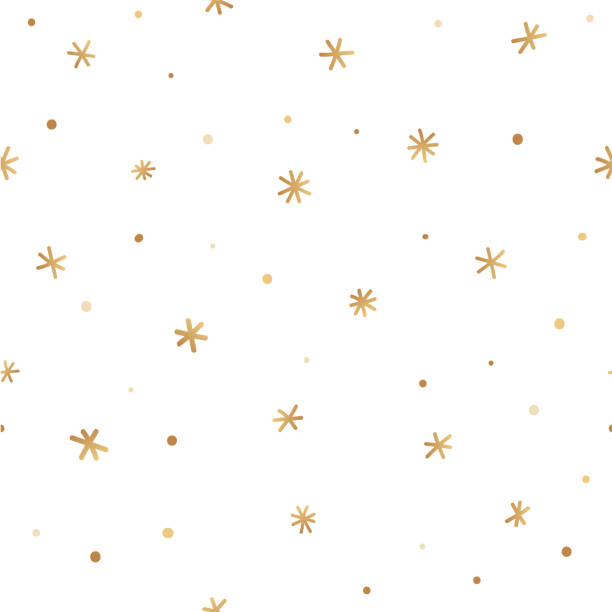 Winter seamless pattern with golden snowflakes. Vector. Winter seamless pattern with golden snowflakes. snowflake shape patterns stock illustrations