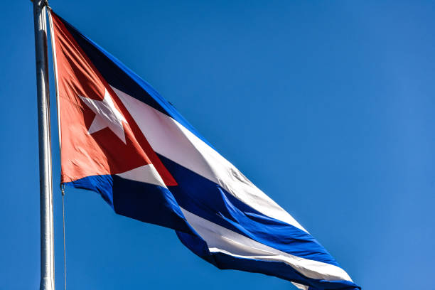 Waving Cuban Flag Waving Cuban Flag bay of pigs invasion stock pictures, royalty-free photos & images