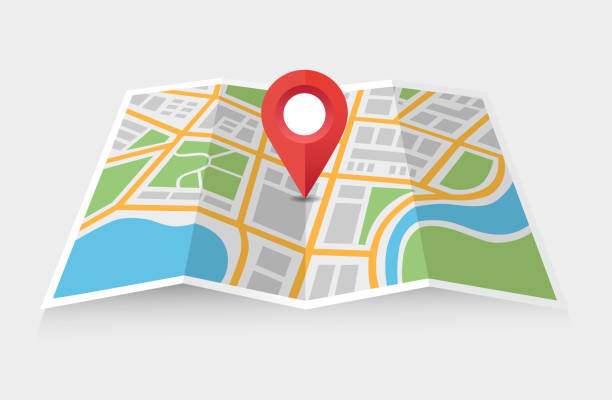Map and pointer vector art illustration