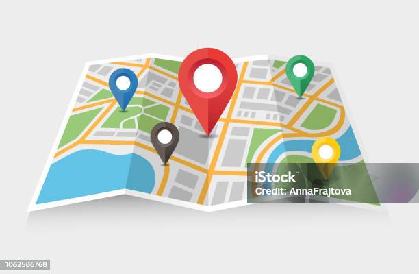 Map And Pointer Stock Illustration - Download Image Now - Map, Direction, Global Positioning System