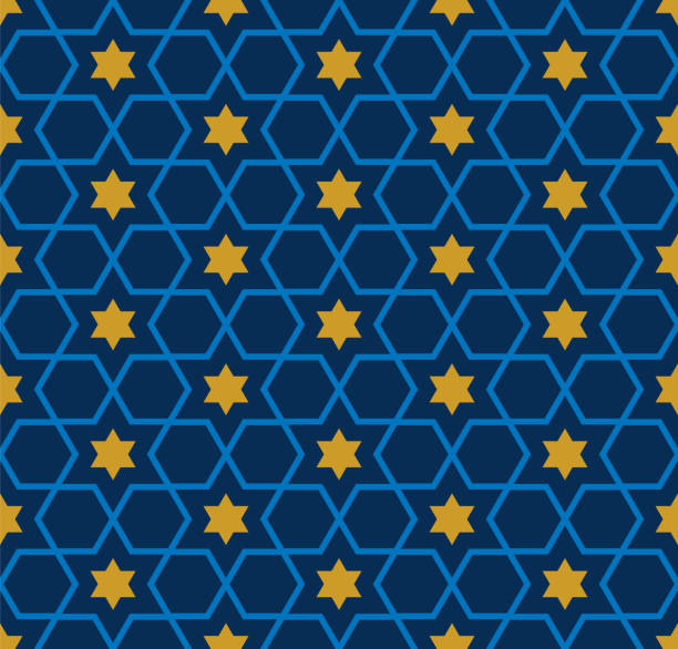 ilustrações, clipart, desenhos animados e ícones de estrela de davi sem costura padrão - patriotism pattern retro revival backgrounds