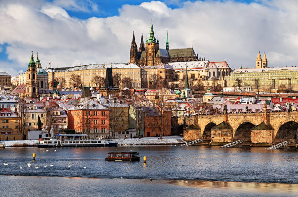 istock View of Prague and Charles Bridge at winter 1062594184