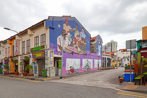 Sao Paulo, Brazil - Jan 20, 2024: Beco do Batman in Sao Paulo, Brazil is a popular tourist destination because of the concentration of graffiti that line the streets, in the Vila Madalena neighborhood