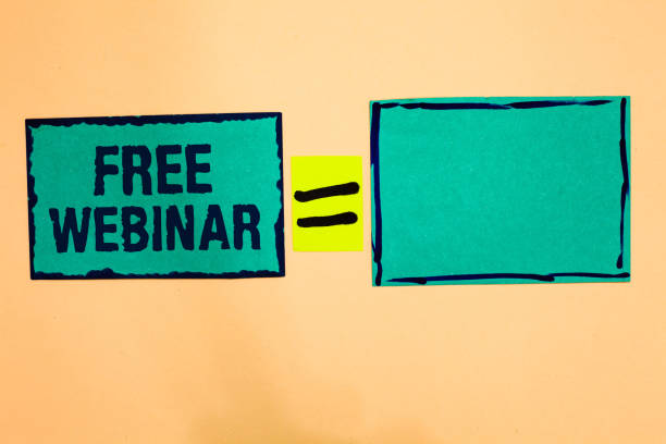 istock Text sign showing Free Webinar. Conceptual photo Lecture Workshop Seminar that is transmitted over the Web Turquoise paper notes reminders equal sign important messages to remember. 1062607186