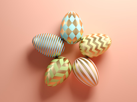 easter eggs on pink background 3 d illustration