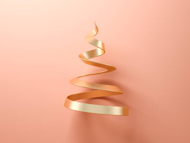istock Gold abstract christmas tree on pink background 3d rendering 1062628148