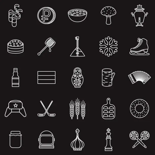 Vector illustration of Russia Thin Line Outline Icon Set