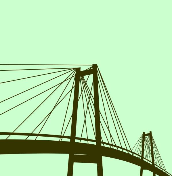 silhouette of bridge illustrstion Buildings/Landmarks bridge stock illustrations