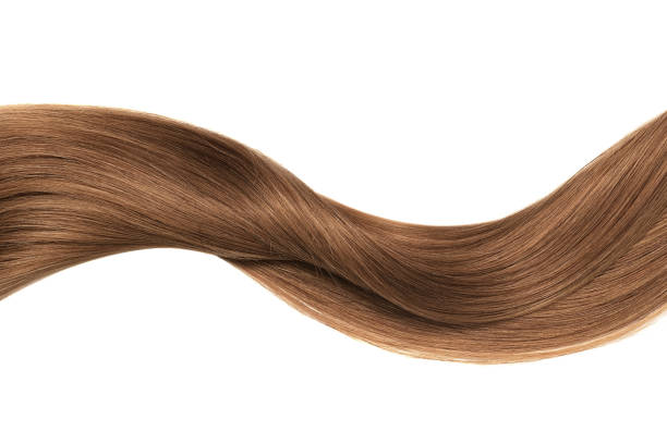 Brown shiny hair wave, isolated over white