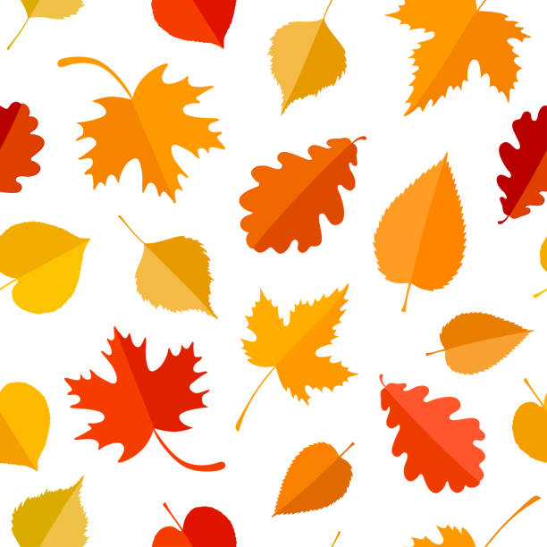 Seamless pattern with colorful autumn leaves vector art illustration