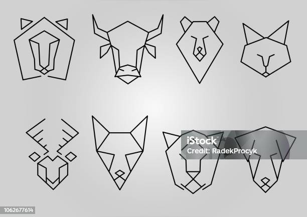 Funny Animals Made From Geometry Lines Stock Illustration - Download Image  Now - Lynx, Geometric Shape, Animal - iStock