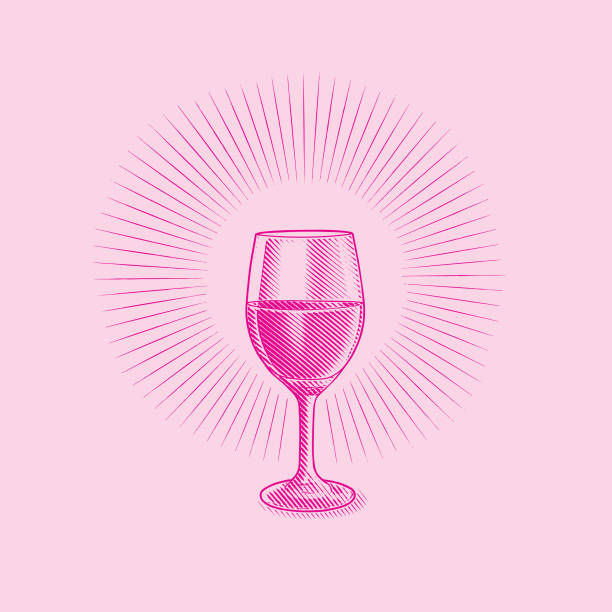 Glass of wine Engraved illustration of a Glass of wine wineglass illustrations stock illustrations