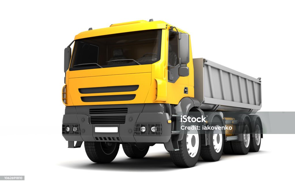 Tipper Front View Front Left View Of The Tipper Isolated On White Background Low Angle ...