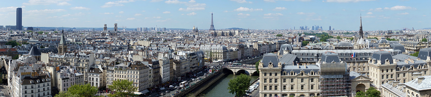 sunny morning and Eiffel Tower, Paris, France