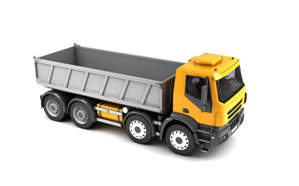 istock High angle right side view of the tipper isolated on white background. Perspective. 3d illustration. 1062692978