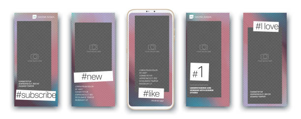 Social media Stories frame template Social media Stories frame template Mobile app ui. Vector image colorful page borders stock illustrations