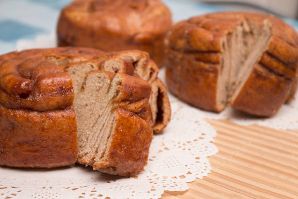 Famous Portuguese folar cake presented in the table.