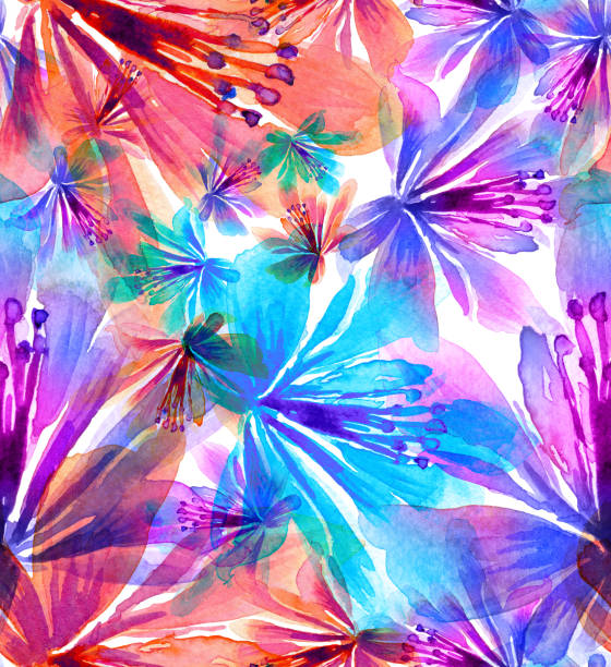 istock Sweet artistic watercolor floral design. candy colors, abstract daisies. 1062706820