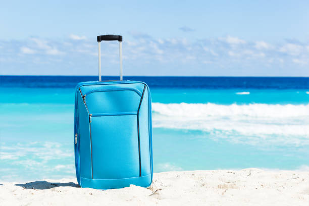 istock Travel trolley on tropical seaside 1062708824