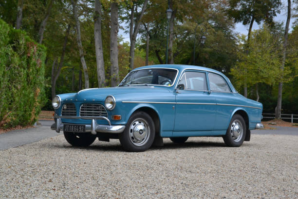 Paris, France - 26 October, 2018: Classic Volvo Amazon parked on the street. This vehicle was popular car in Europe in 60s and 70s.