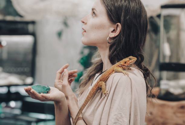 Girl with a bearded dragon