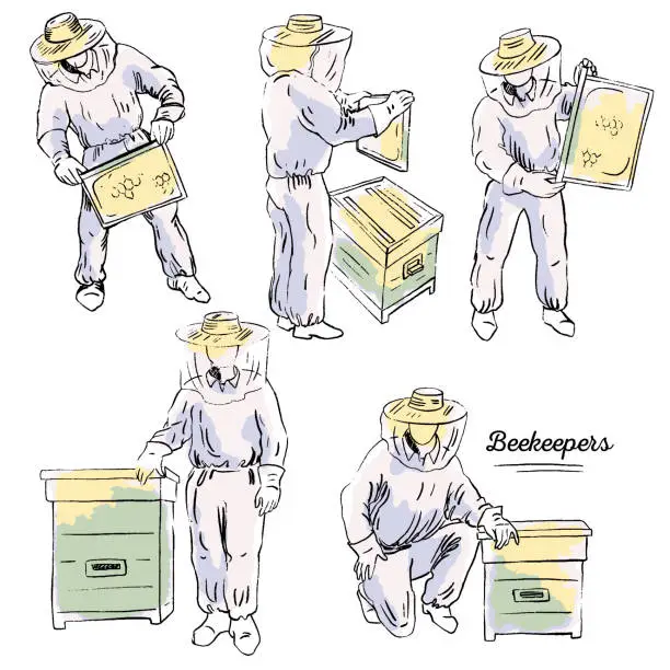 Vector illustration of Beekeepers Set