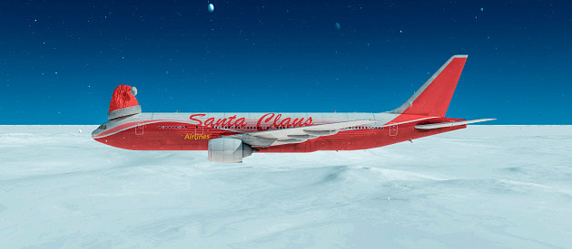 3d illustration of santa claus airline