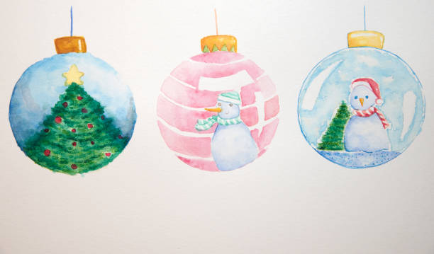 istock Christmas ornament to decorate the Christmas tree by watercolor 1062769780