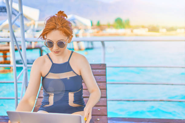 istock A woman is working on vacation. 1062773072