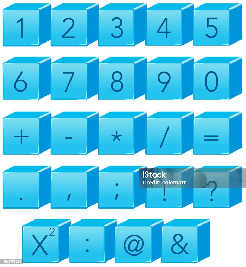 Blue Math Sign Blue Number And Math Symbol Stock Illustration - Download Image Now ...