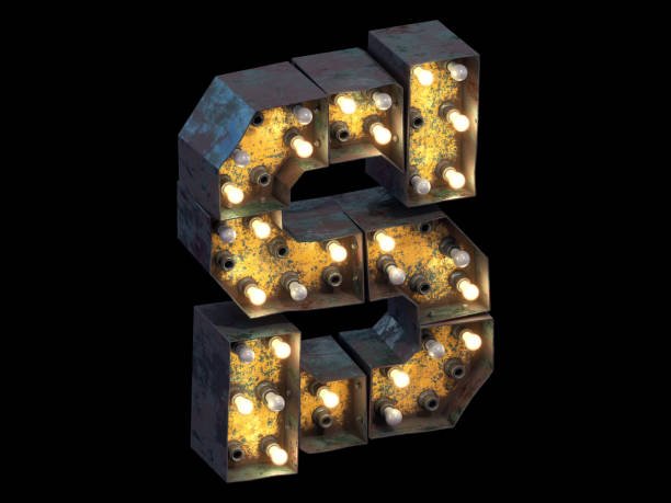 istock Very old and broken lamp sign font. 1062780850
