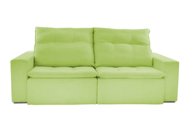 istock Three seats cozy color fabric sofa isolated on white background 1062783142