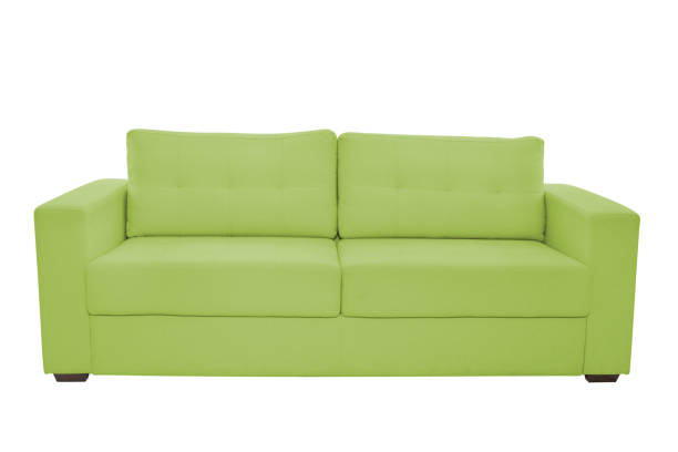 istock Three seats cozy color fabric sofa isolated on white background 1062784896