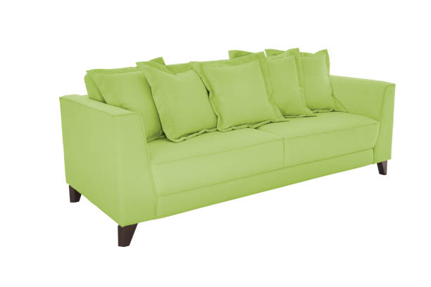 istock Three seats cozy color fabric sofa isolated on white background 1062784902