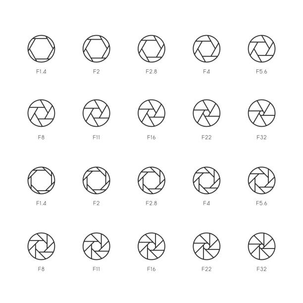 絞りアイコン - 細い線シリーズのサイズ - aperture shutter symbol computer icon点のイラスト素材／クリップアート素材／マンガ素材／アイコン素材