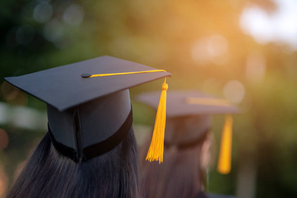 Image blur education group of graduates during commencement. Concept education congratulation in University Degree. Graduation Ceremony