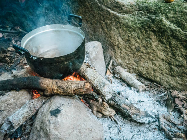 istock Camping Boil water. Bonfire Coal 1062817610