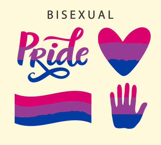 Bisexual pride symbols. LGBT rights concept Bisexual pride symbols. LGBT rights concept. Colorful flag, equality emblem. Parades event announcement banner, placard typographic vector design. bisexuality stock illustrations