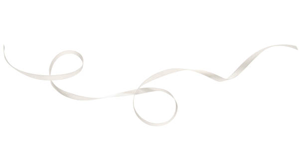 curled white silk ribbon - end of round imagens e fotografias de stock