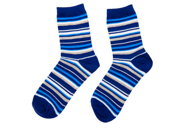 Pair of striped socks on the white background Pair of striped socks on the white background sock stock pictures, royalty-free photos & images