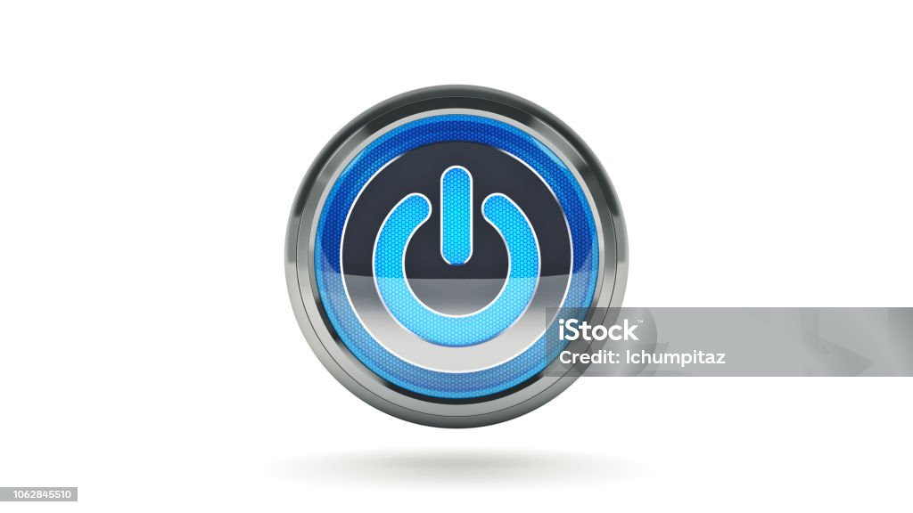 Computer Power Button 3d Rendering Stock Photo - Download Image Now ...