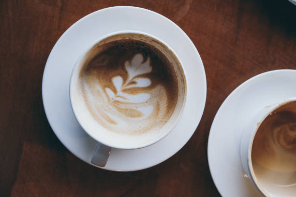 istock Overhead view of flat white coffee 1062845752