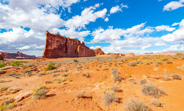The Arches National Park in Utah, United States, has thousands of natural red rock arches, pinnacles and giant balanced rocks.