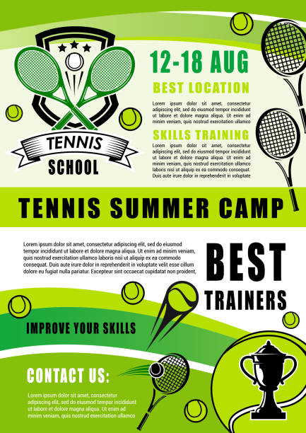 테니스 스포츠 여름 캠프 훈련, 벡터 - tennis court sports training tennis net stock illustrations