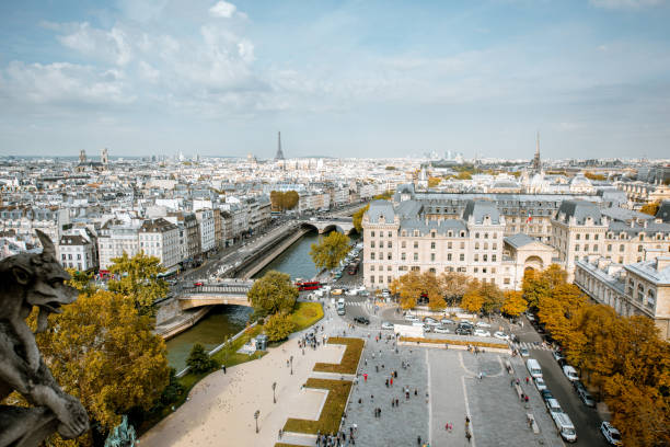 istock Aerial cityscape view of Paris 1062866770