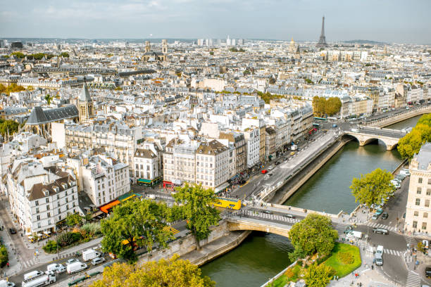 istock Aerial cityscape view of Paris 1062866874
