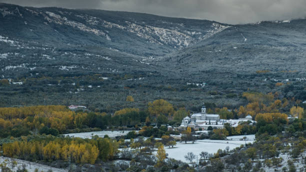 Snowfall in the month of October in the Sierra de Madrid - Snowing on October in Madrid country-side