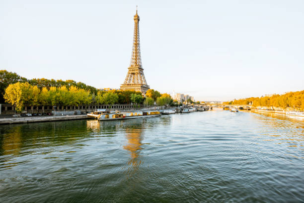 istock Eiffel tower on Seine river in Paris 1062878890